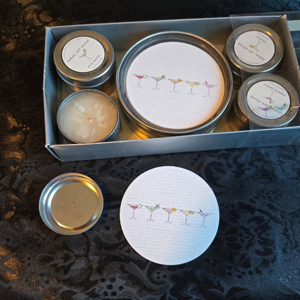 CHESAPEAKE BAY CANDLE COMPANY "Shaken, Not Stirred" Coaster & Candle Set NEW!